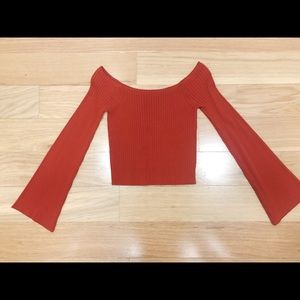 Intermix off the shoulder flare sleeve top